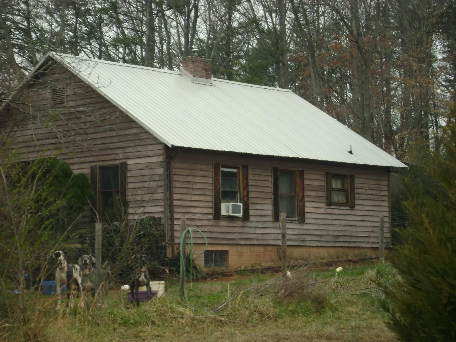White metal roof on an old wood sided farmhouse, from a Asphalt Shingle Roof Repair job in Roundhill